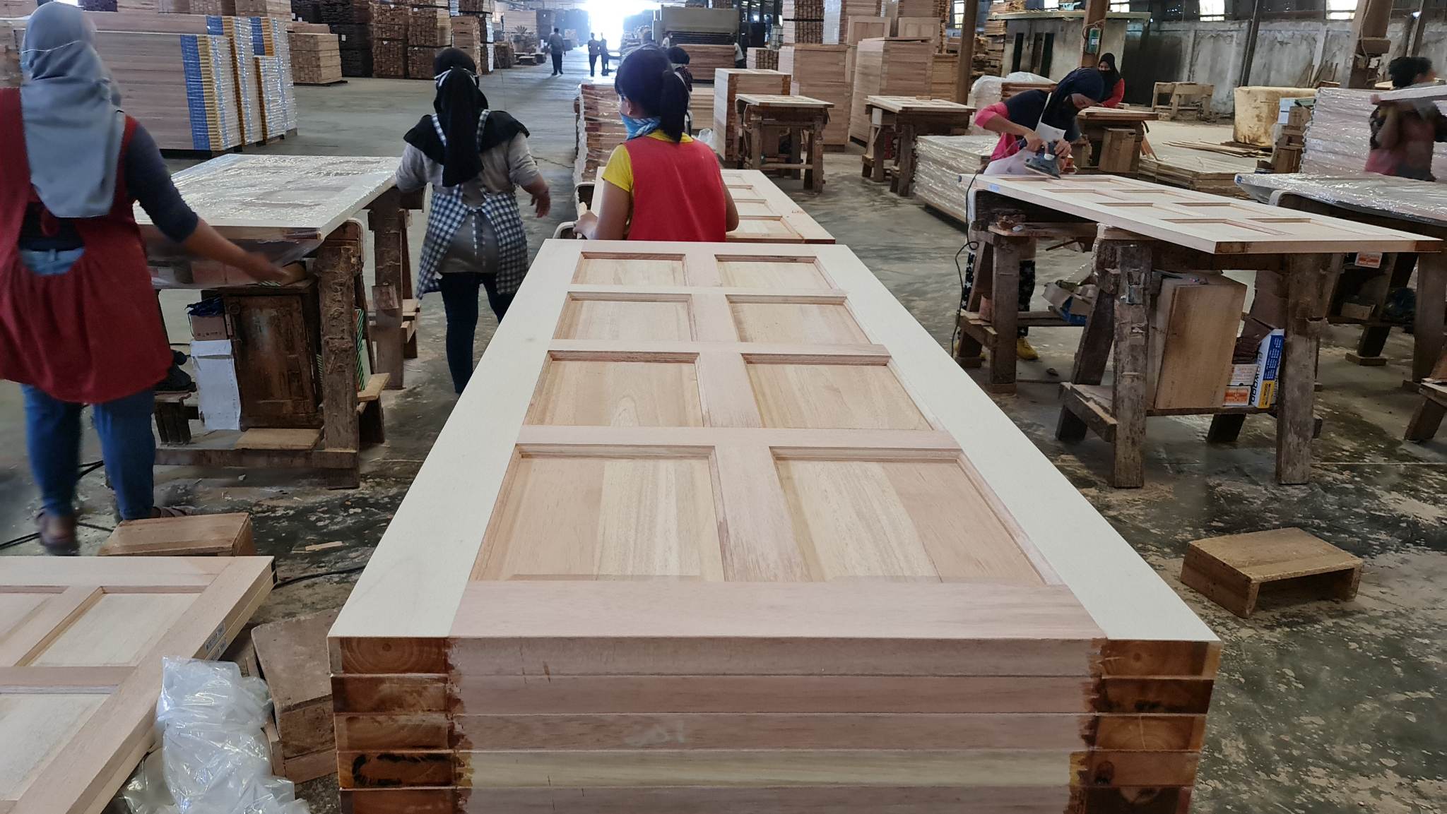 Wooden door manufactured from timber